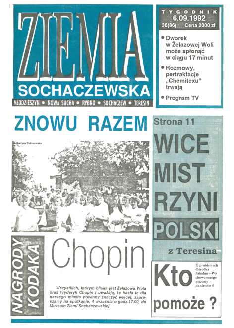 Okładka "Ziemia Sochaczewska" Nr 36 (86)