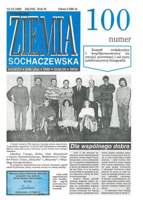 Okładka "Ziemia Sochaczewska" Nr 50 (100)