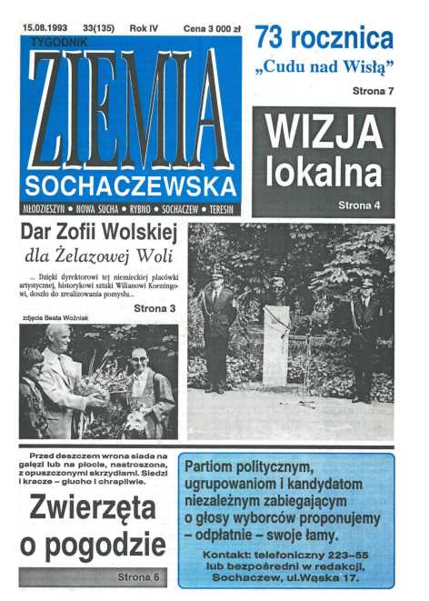 Okładka "Ziemia Sochaczewska" Nr 33 (135)