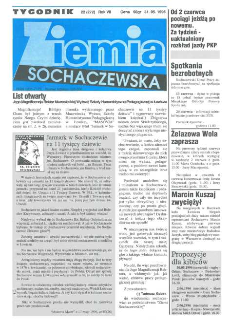 Okładka "Ziemia Sochaczewska" Nr 22 (271)