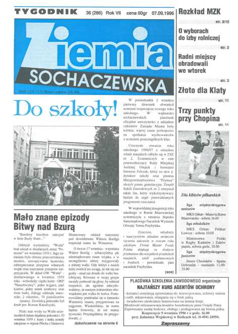 Okładka "Ziemia Sochaczewska" Nr 36 (285)