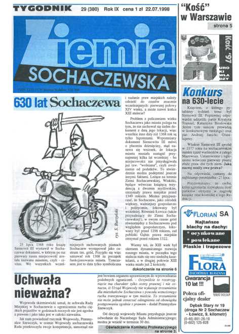 Okładka "Ziemia Sochaczewska" Nr 29 (381)