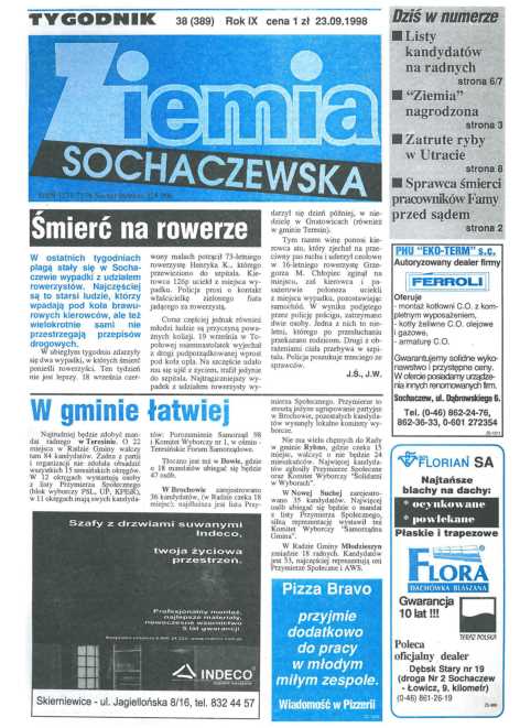 Okładka "Ziemia Sochaczewska" Nr 38 (390)
